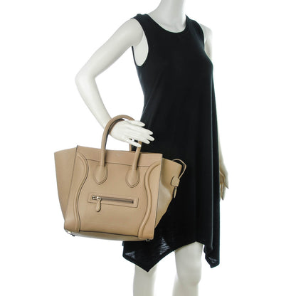 Celine Drummed Calfskin Mini Luggage Dune 2 of 7