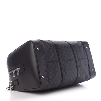 Gucci Soft GG Supreme Monogram Appia Calfskin Web Large Carry On Duffle Bag Black Grey 3 of 11