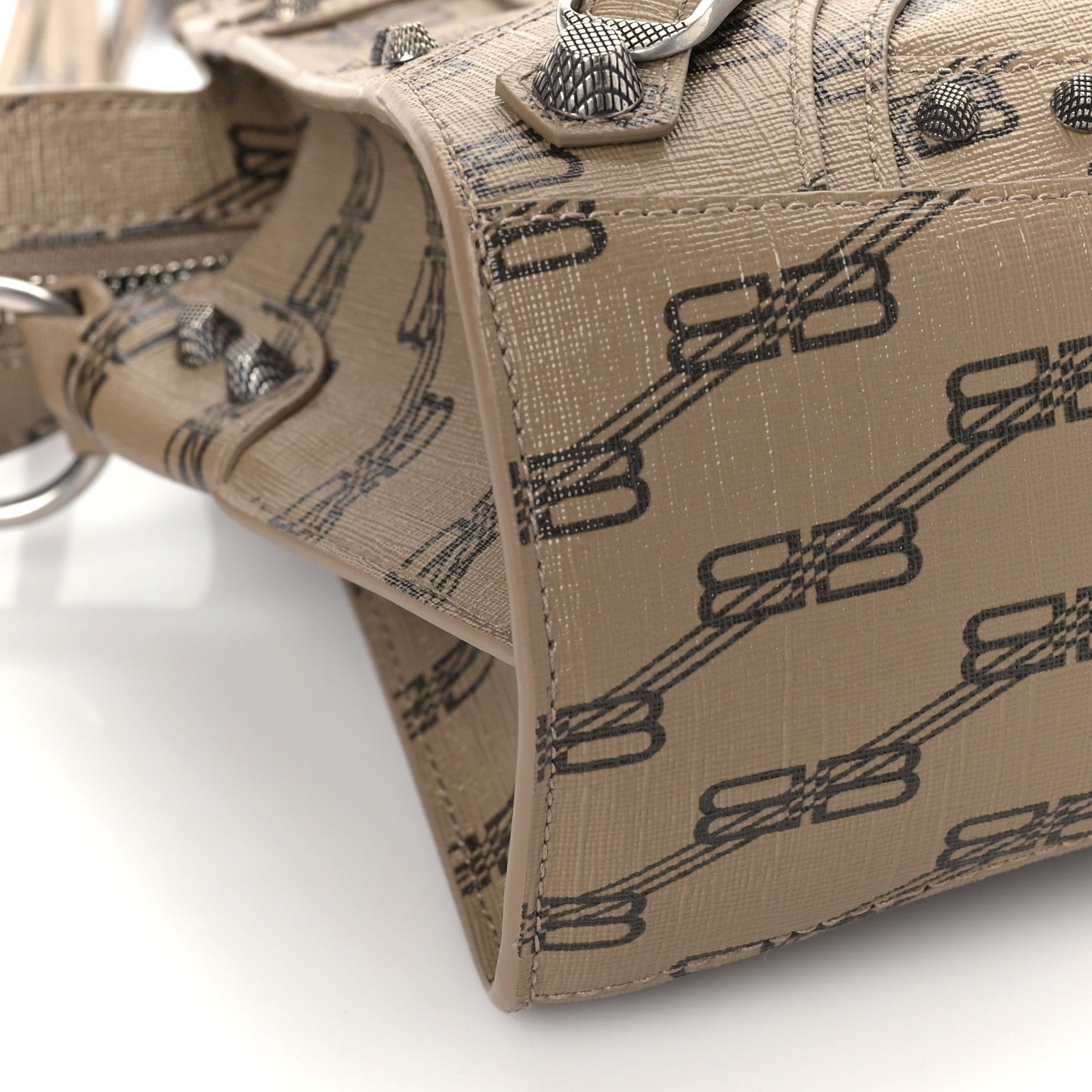Balenciaga Coated Canvas BB Monogram Neo Cagole Handbag XS Beige Brown 7 of 8