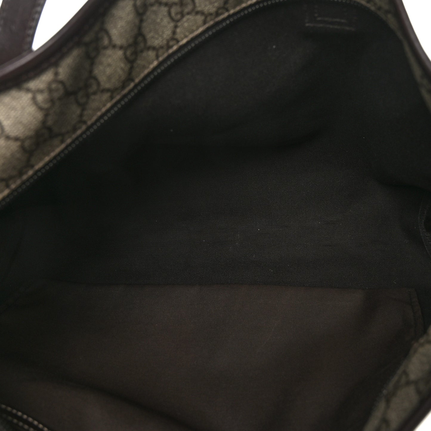 GG Supreme Monogram Medium Zippered Shopping Tote Dark Brown