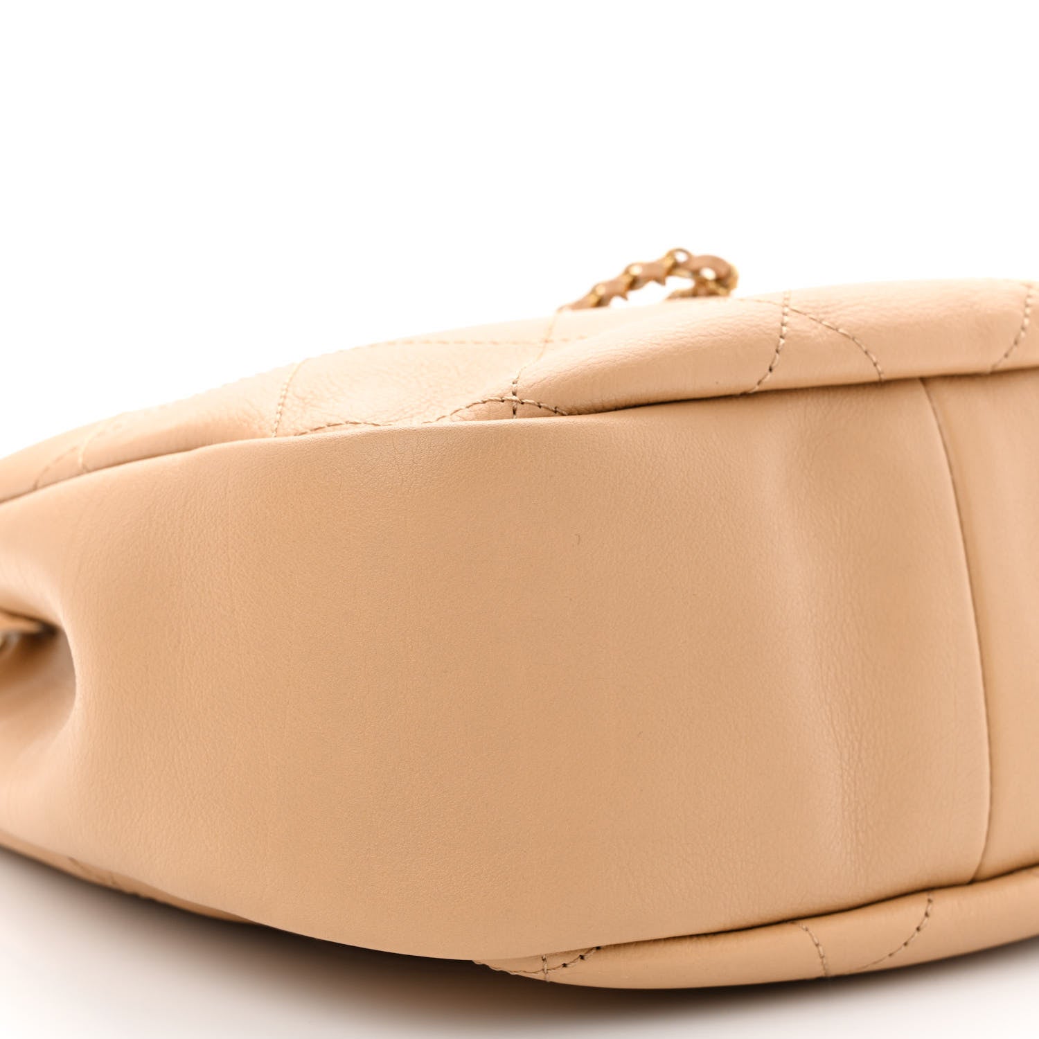 Chanel Calfskin Stitched Drawstring CC Bag Beige 9 of 10