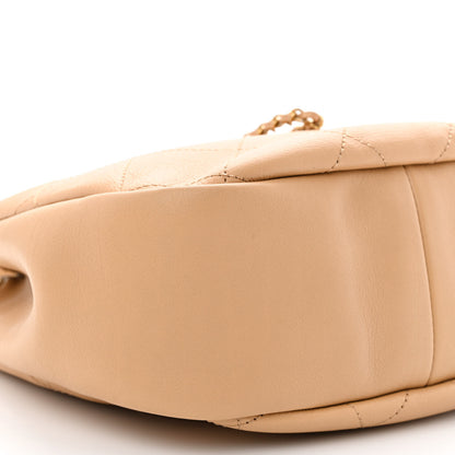 Chanel Calfskin Stitched Drawstring CC Bag Beige 9 of 10