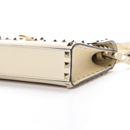 Valentino Garavani Pebbled Calfskin Medium Rockstud Flip Lock Crossbody Bag Light Ivory 8 of 9