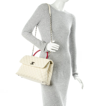 Chanel Caviar Lizard Quilted Medium Coco Handle Flap White 2 of 9