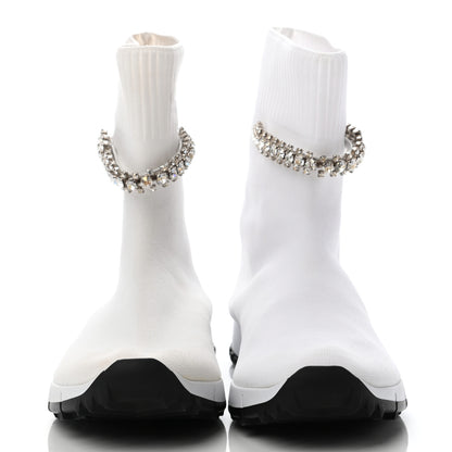 Jimmy Choo Stretch Fabric Crystal Regina Ankle Sock Sneakers 35.5 White 2 of 7