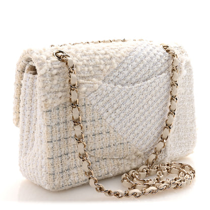 Chanel Tweed Patchwork Medium Double Flap White 3 of 10