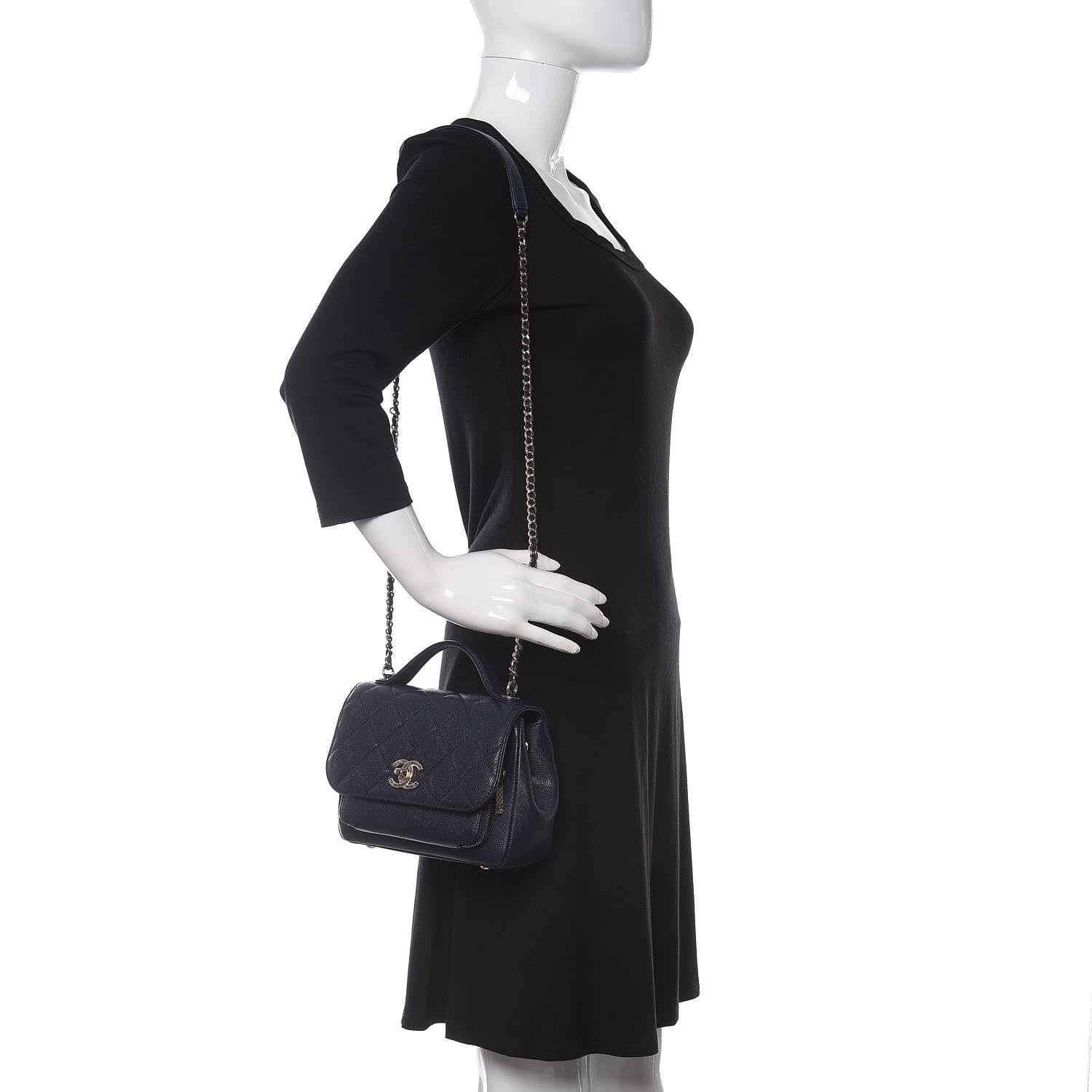 Chanel Caviar Quilted Small Business Affinity Flap Navy 2 of 8
