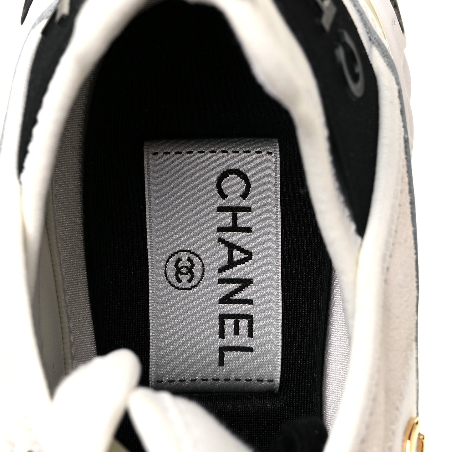 Velvet Calfskin Mixed Fibers CC Sneakers Ivory 36 Black