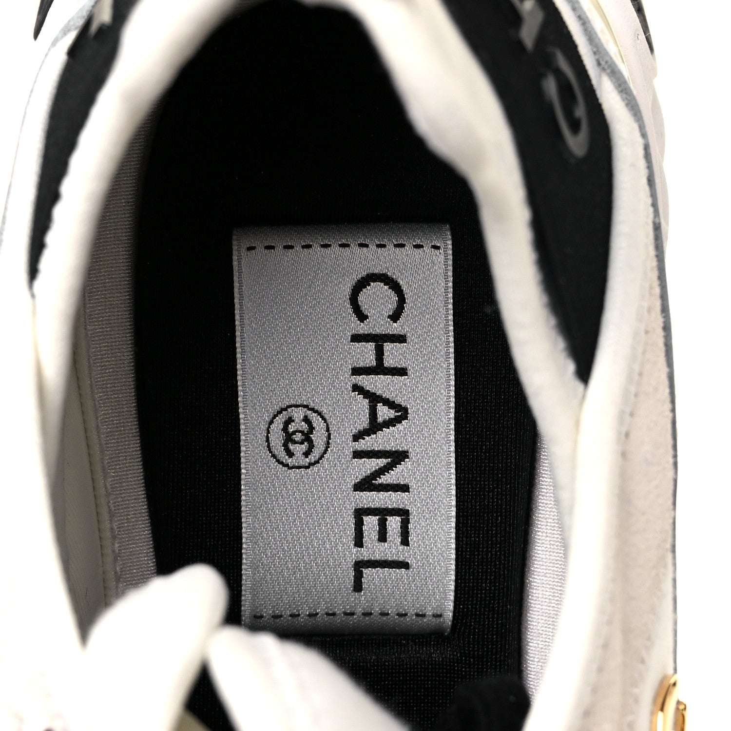 Chanel Velvet Calfskin Mixed Fibers CC Sneakers Ivory 36 Black 7 of 8