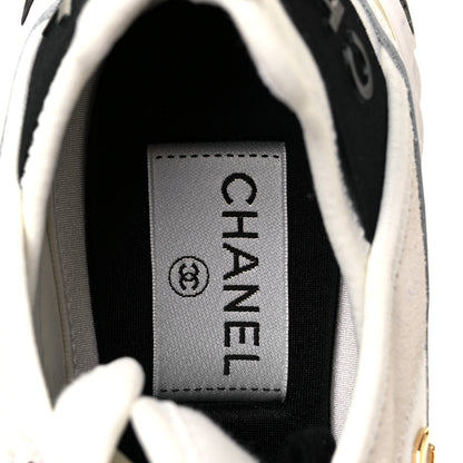 Chanel Velvet Calfskin Mixed Fibers CC Sneakers Ivory 36 Black 7 of 8