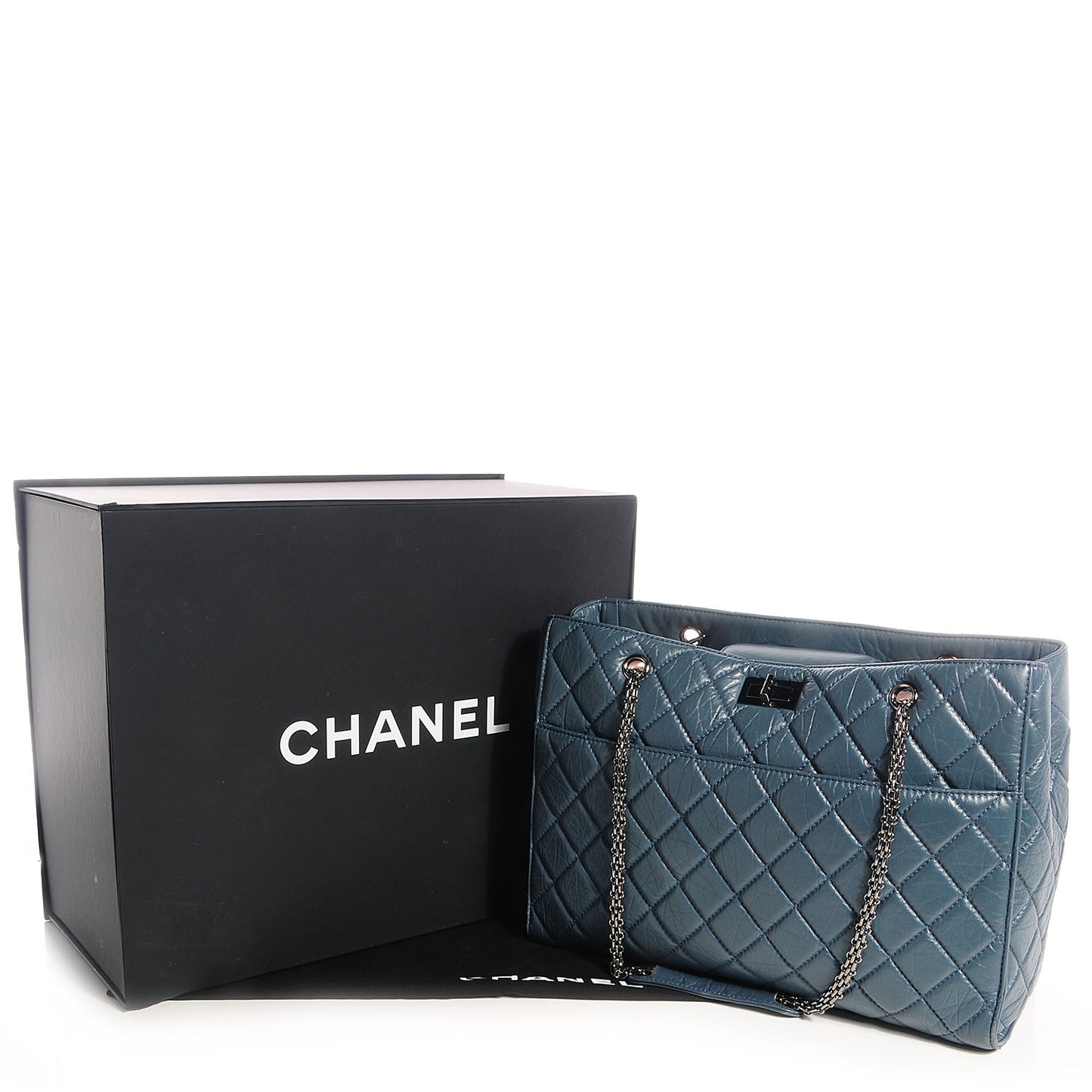 Aged Calfskin Reissue 2.55 Tote Blue