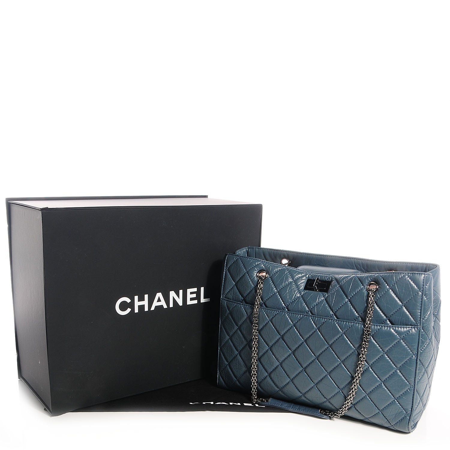 Chanel Aged Calfskin Reissue 2.55 Tote Blue 5 of 9