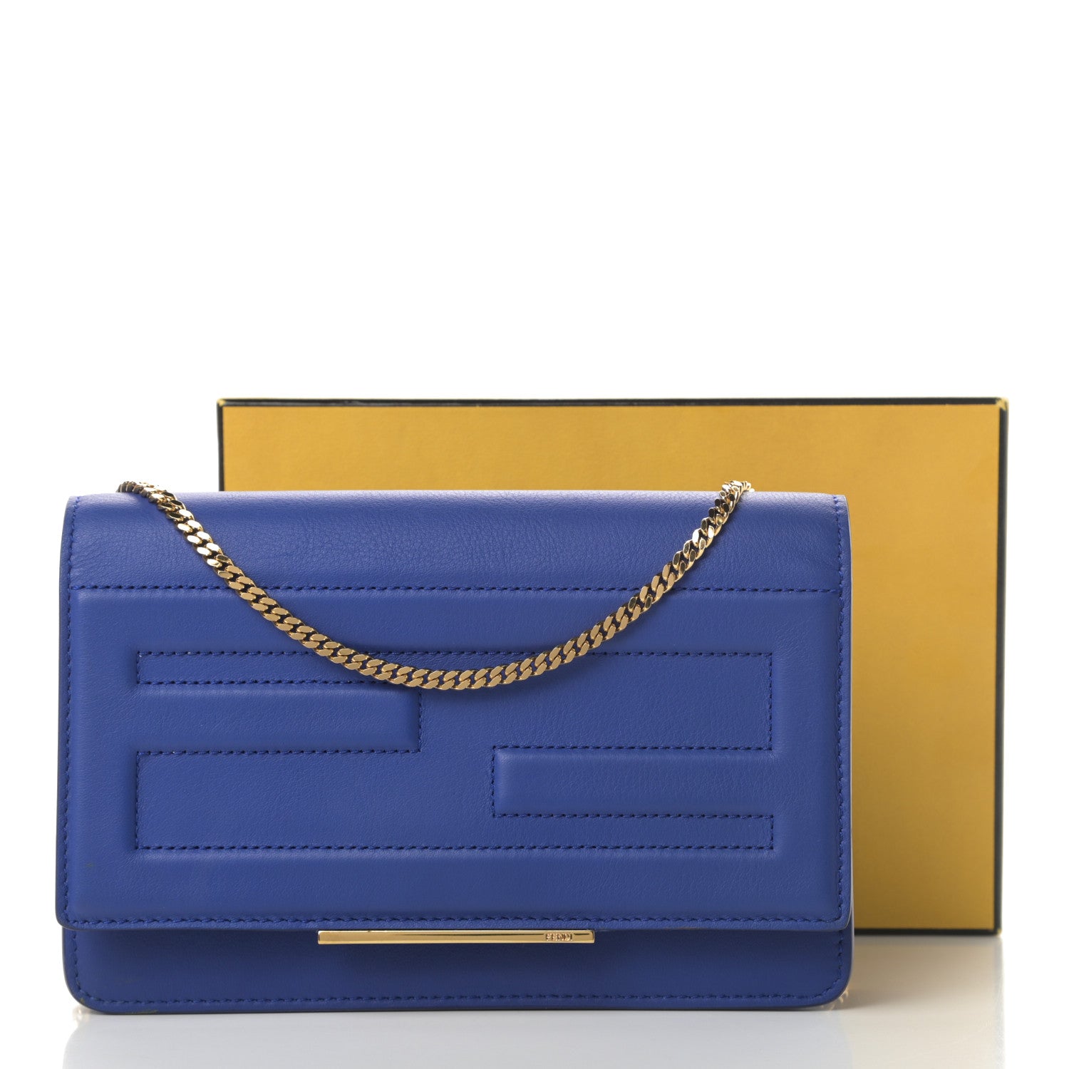Fendi Vitello Flamingo Tube Wallet on Chain Blue Neon 12 of 12