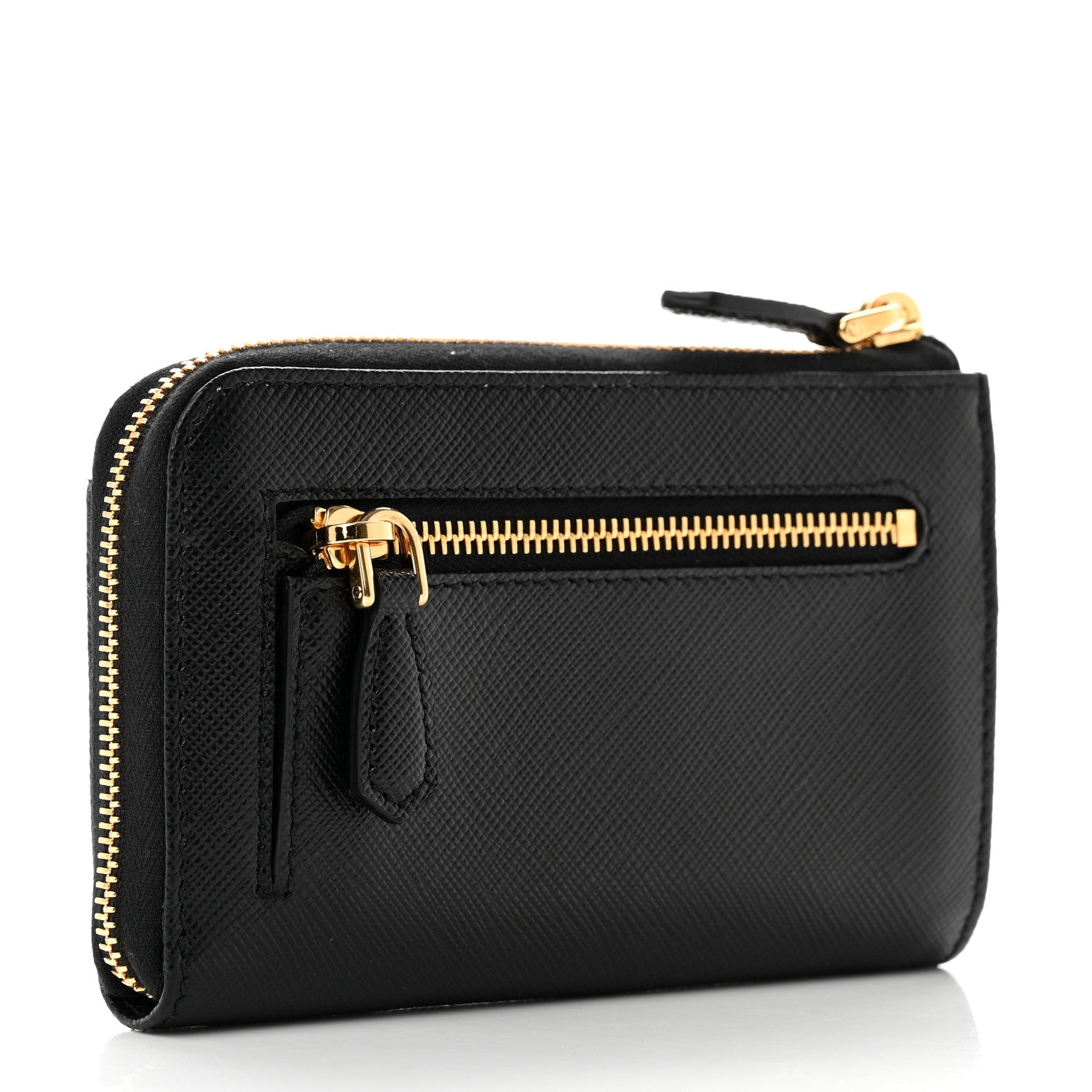 Prada Saffiano Metal Zip Around Keychain Black 3 of 8