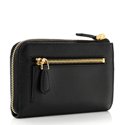 Prada Saffiano Metal Zip Around Keychain Black 3 of 8