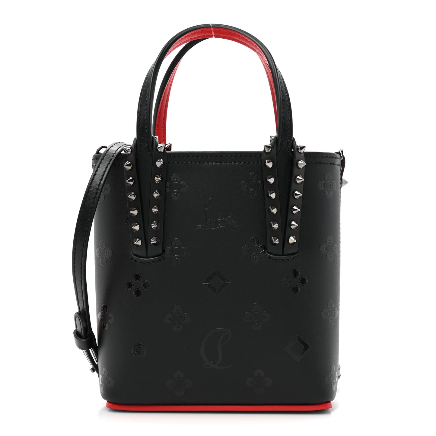 Calfskin Spikes Mini North South Cabata Tote Black