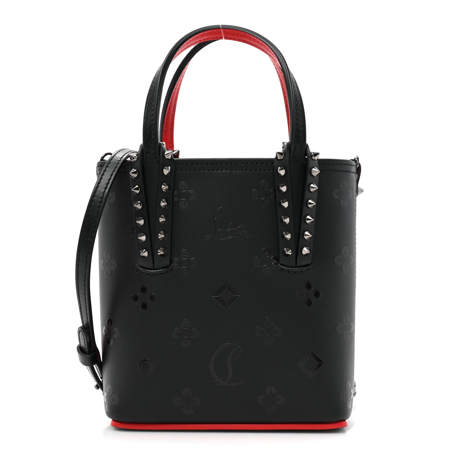 Christian Louboutin Calfskin Spikes Mini North South Cabata Tote Black 1 of 9