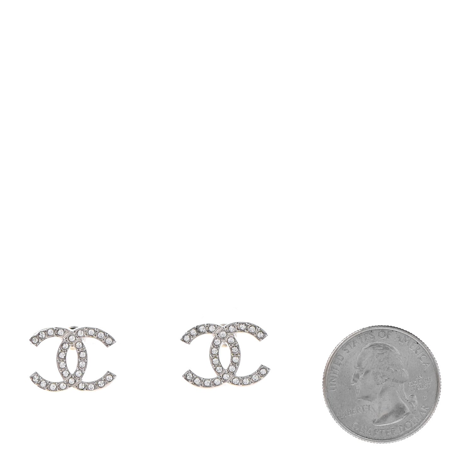 Chanel Crystal CC Earrings Silver 2 of 4
