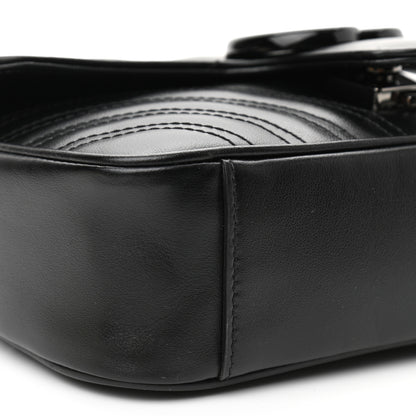 Gucci Calfskin Matelasse Monochrome Mini GG Marmont Shoulder Bag Black 9 of 10