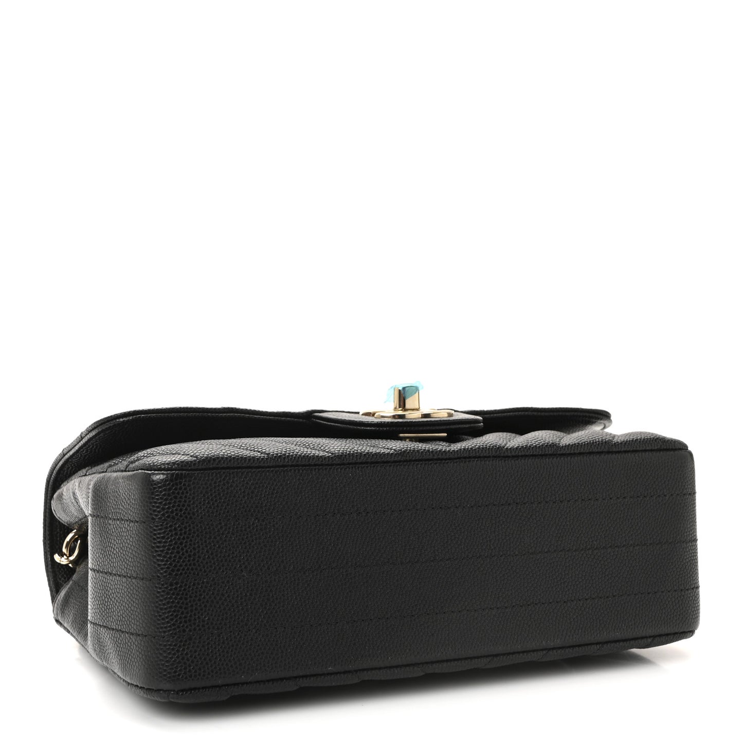 Caviar Chevron Quilted Mini Rectangular Flap Black