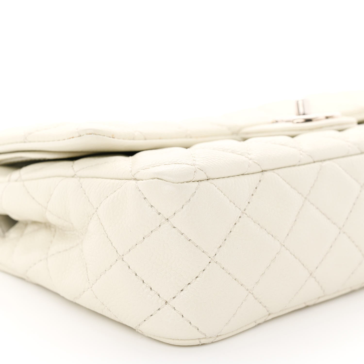 Chanel Washed Caviar Quilted Medium Double Flap White 10 of 12