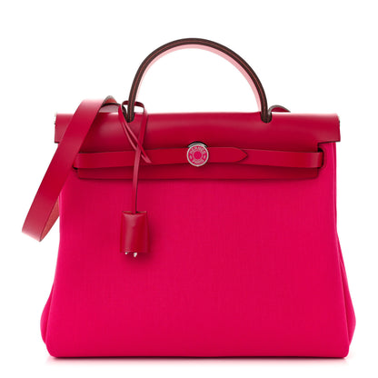 Hermes Toile Militaire Vache Hunter Laque Herbag Zip Retourne 31 PM Rose Mexico Rouge Piment 1 of 12