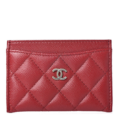 Chanel Caviar Quilted CC Card Holder Dark Red 1 of 9