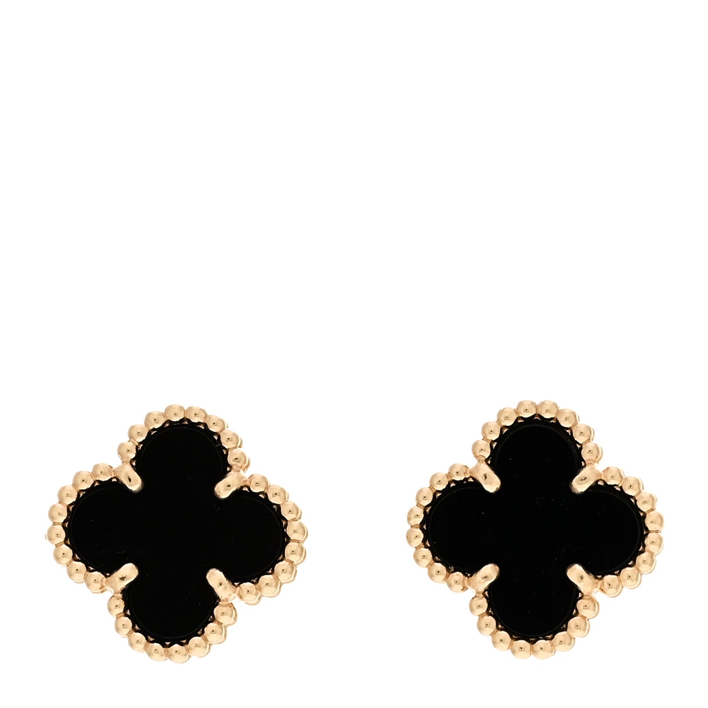18K Yellow Gold Black Onyx Sweet Alhambra Earrings
