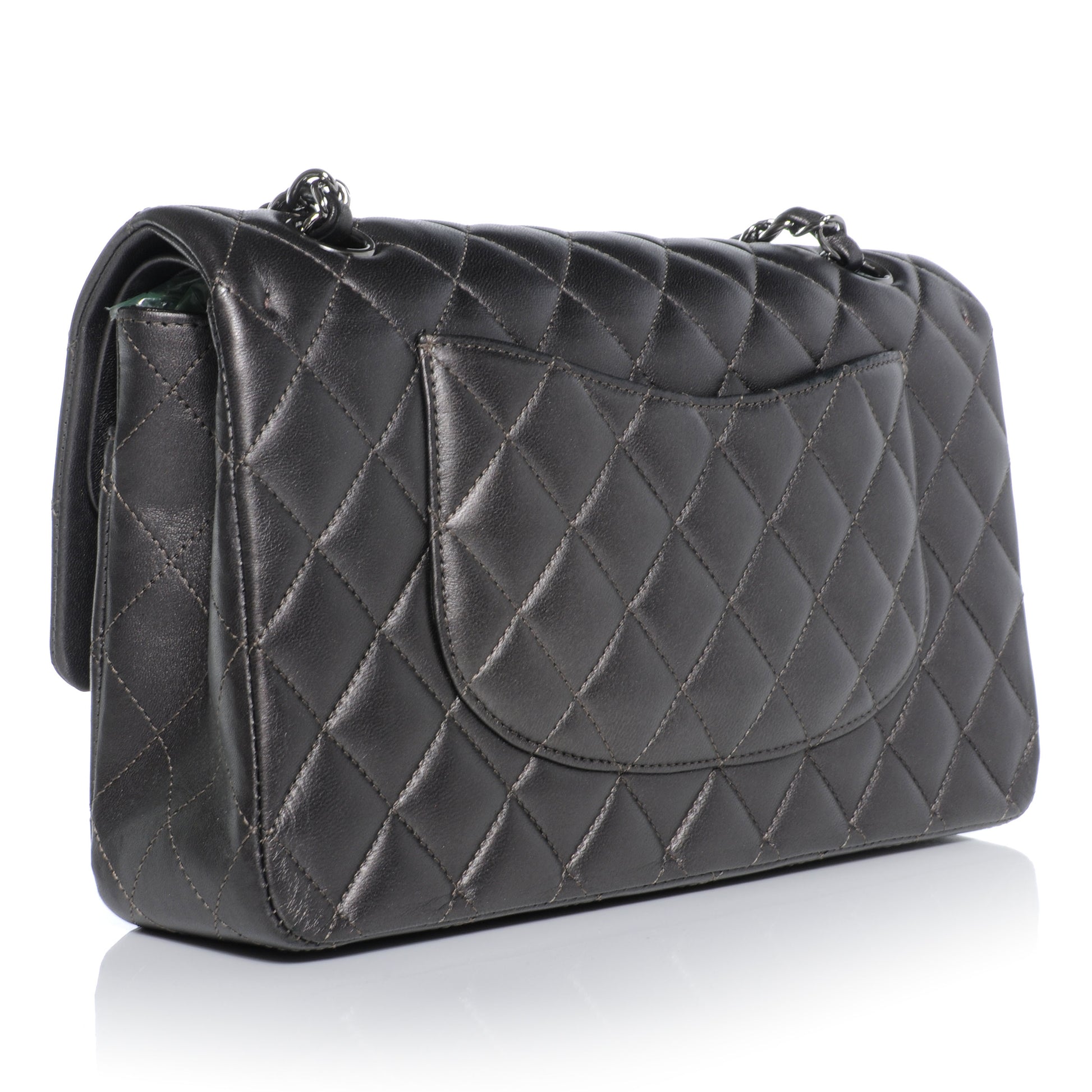 Chanel Lambskin Medium Double Flap Dark Metallic Grey 4 of 10