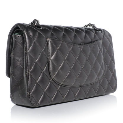 Chanel Lambskin Medium Double Flap Dark Metallic Grey 4 of 10