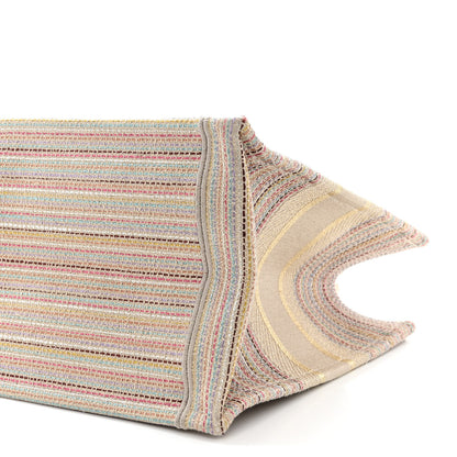 Christian Dior Canvas Embroidered Medium Stripes Book Tote Beige Multicolor 10 of 15