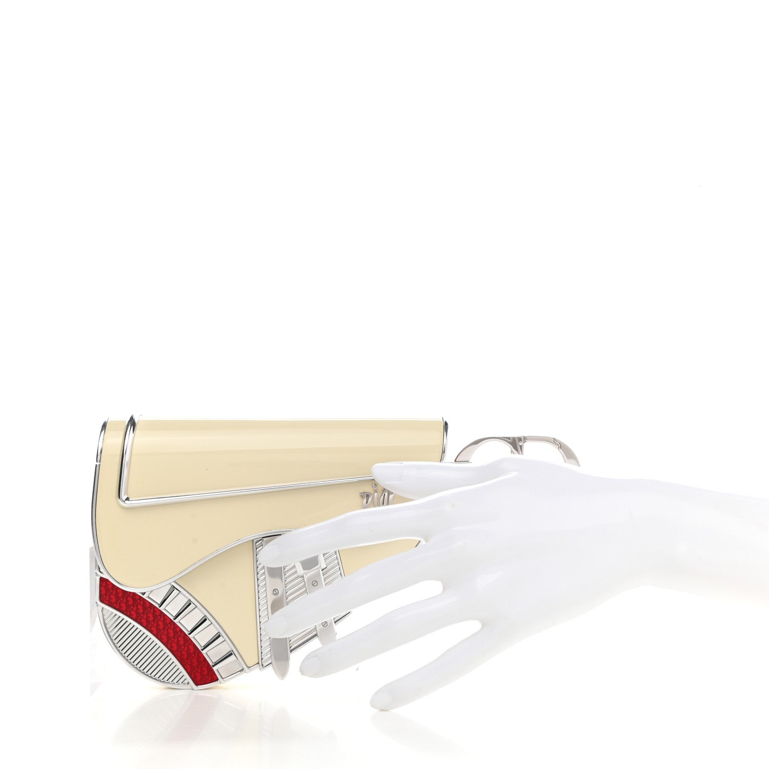 Christian Dior X SHAWN STUSSY Enamel Saddle Charm Key Ring Beige White 2 of 7