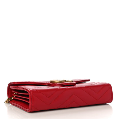 Gucci Calfskin Matelasse GG Marmont Chain Wallet Hibiscus Red 4 of 10
