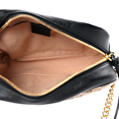 Gucci Monogram Matelasse Diagonal Small GG Marmont Chain Shoulder Bag Beige Black 5 of 11