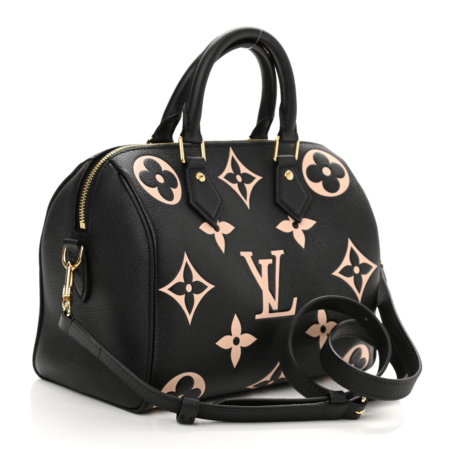 Louis Vuitton Empreinte Monogram Giant Speedy Bandouliere 25 Black Beige 3 of 7