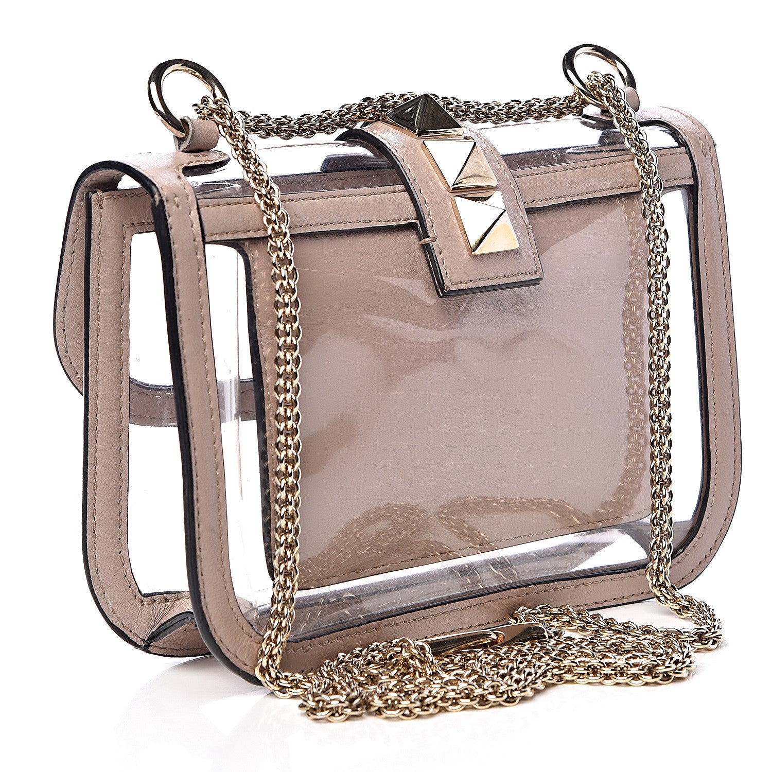 Valentino Garavani PVC Nappa Naked Small Glam Lock Rockstud Flap Poudre 3 of 12