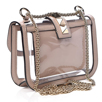 Valentino Garavani PVC Nappa Naked Small Glam Lock Rockstud Flap Poudre 3 of 12