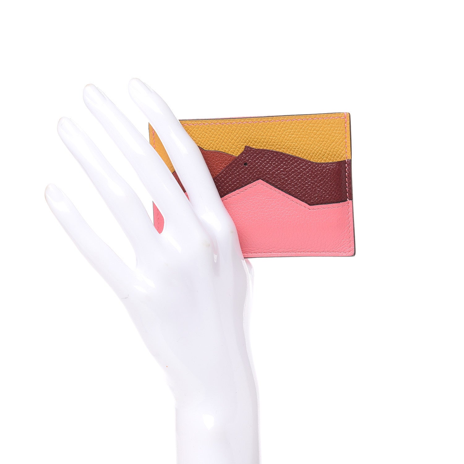 Hermes Epsom Evercolor Les Petits Chevaux Card Holder Ambre Brique Rouge H Rose Ete 2 of 7