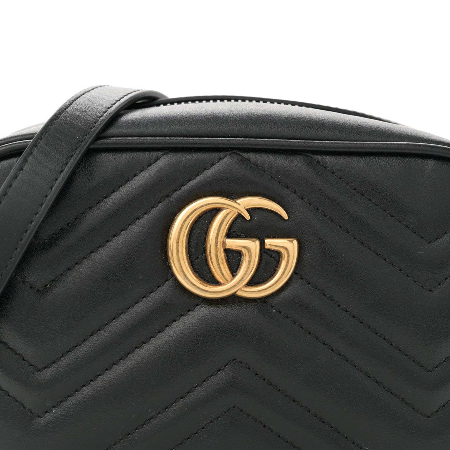 Calfskin Matelasse Mini GG Marmont Chain Shoulder Bag Black