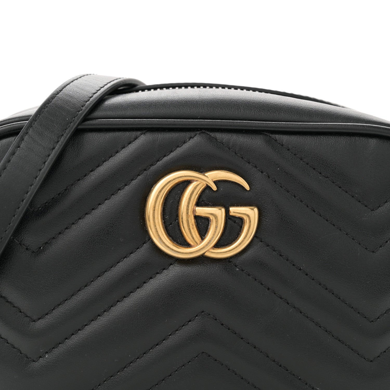 Gucci Calfskin Matelasse Mini GG Marmont Chain Shoulder Bag Black 8 of 12