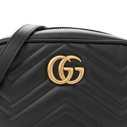 Gucci Calfskin Matelasse Mini GG Marmont Chain Shoulder Bag Black 8 of 12