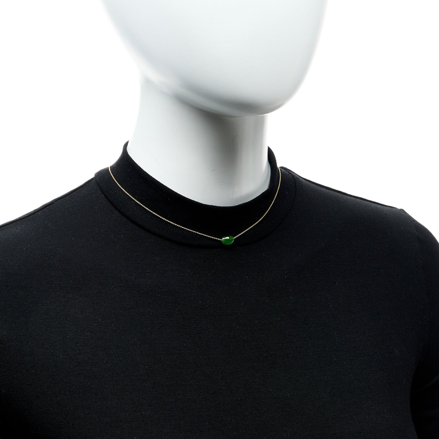 18K Yellow Gold Green Jade 9mm Elsa Peretti Bean Pendant Necklace