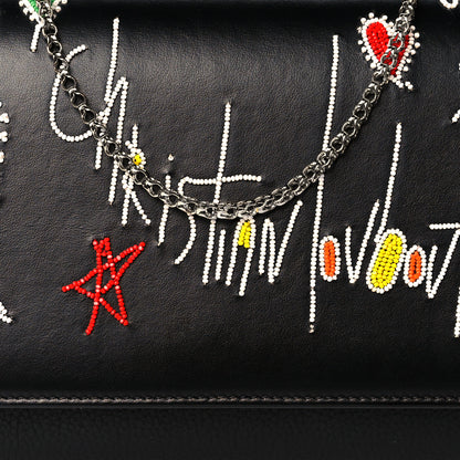 Christian Louboutin Calfskin Beaded Paloma Loubitag Clutch Black 7 of 9