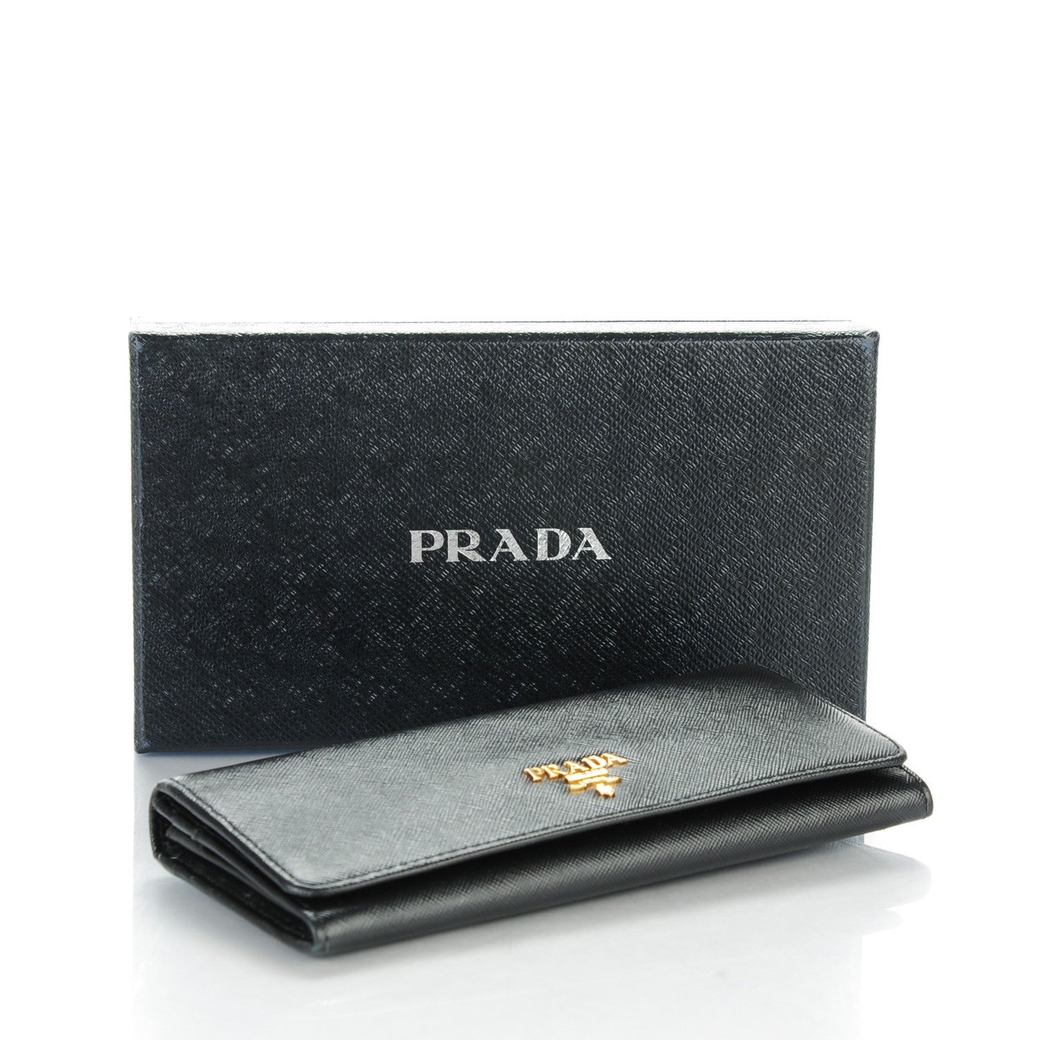 Prada Saffiano Metal Continental Flap Wallet Nero Black 4 of 8