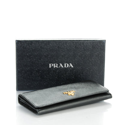 Prada Saffiano Metal Continental Flap Wallet Nero Black 4 of 8