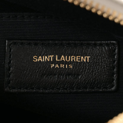 Saint Laurent Grain De Poudre Matelasse Chevron Quilted Round Vinyle Camera Bag Crema Soft 6 of 10