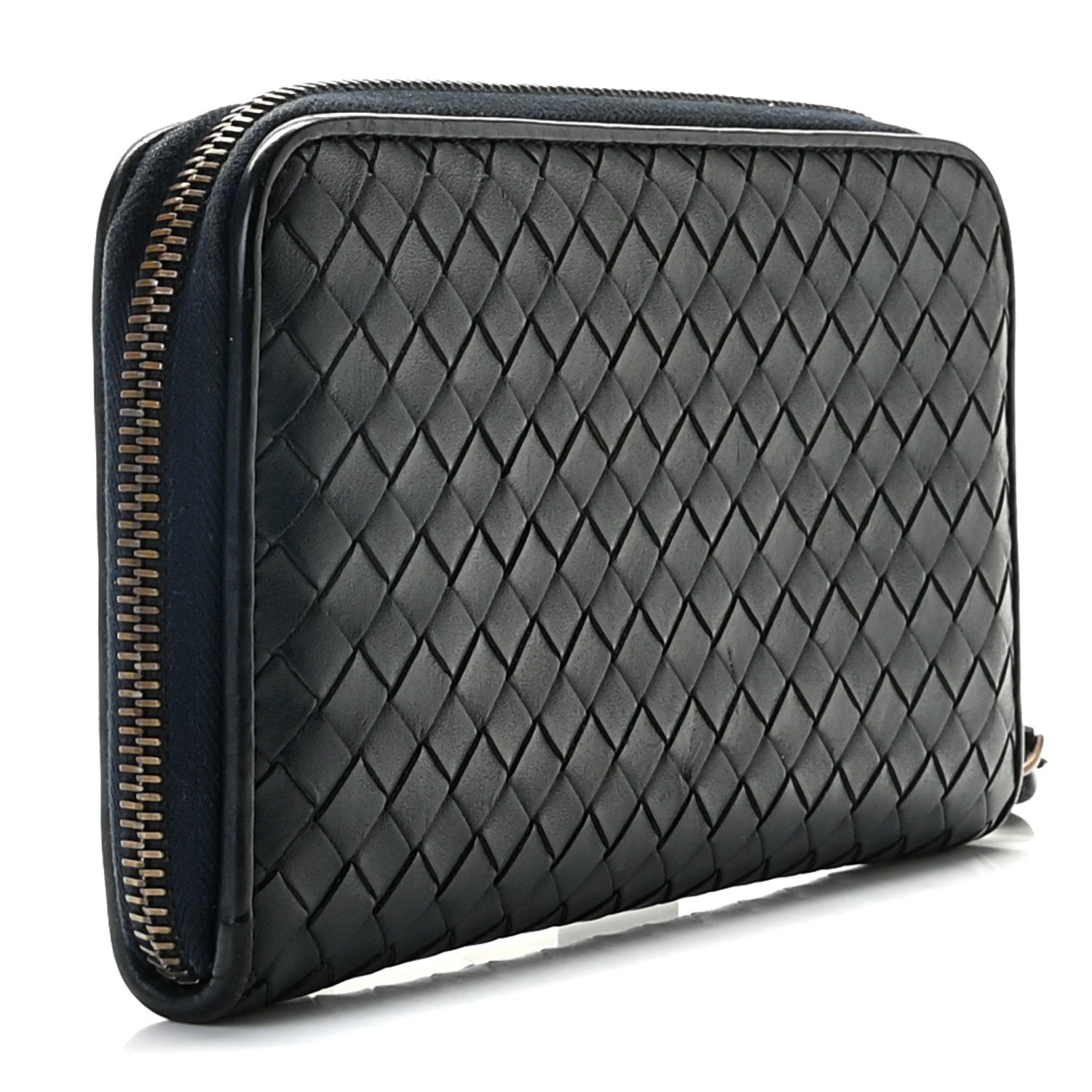 Bottega Veneta Nappa Intrecciato Zip Around Wallet Denim 3 of 12