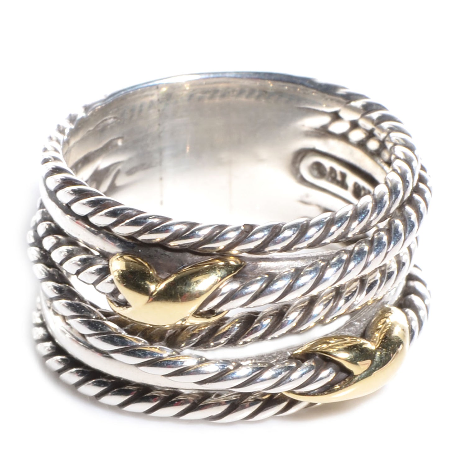 Sterling Silver 18K Yellow Gold Double X Crossover Ring 52 6