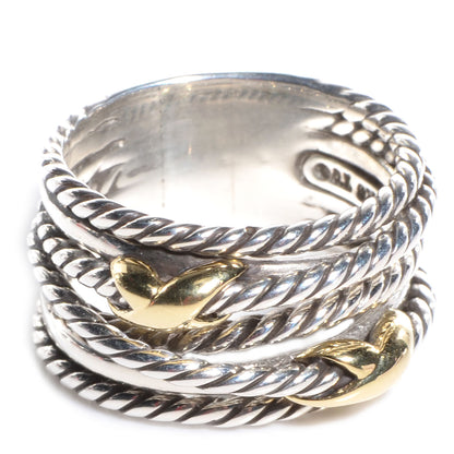 David Yurman Sterling Silver 18K Yellow Gold Double X Crossover Ring 52 6 1 of 5