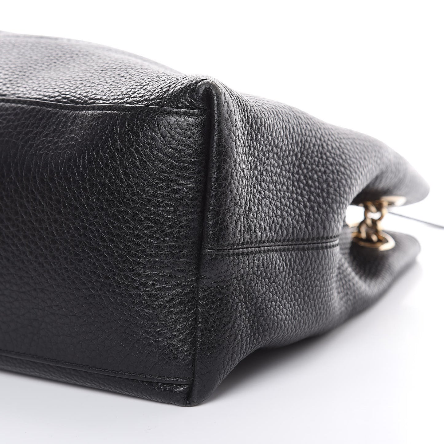Pebbled Calfskin Medium Soho Chain Shoulder Bag Black